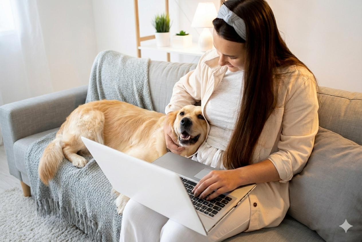 Tutor e pet em momento de conexão