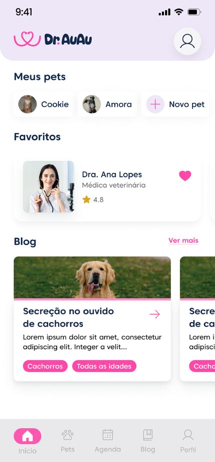 Tela inicial do app Dr. AuAu
