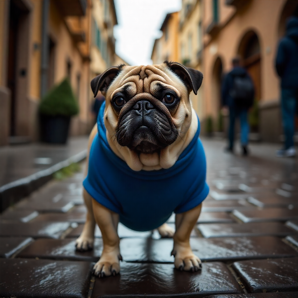 Tutor avaliando o peso de um cão com sobrepeso em consulta veterinária