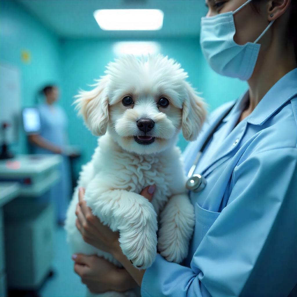 Tutor cuidando de cachorro com colar elizabetano após cirurgia