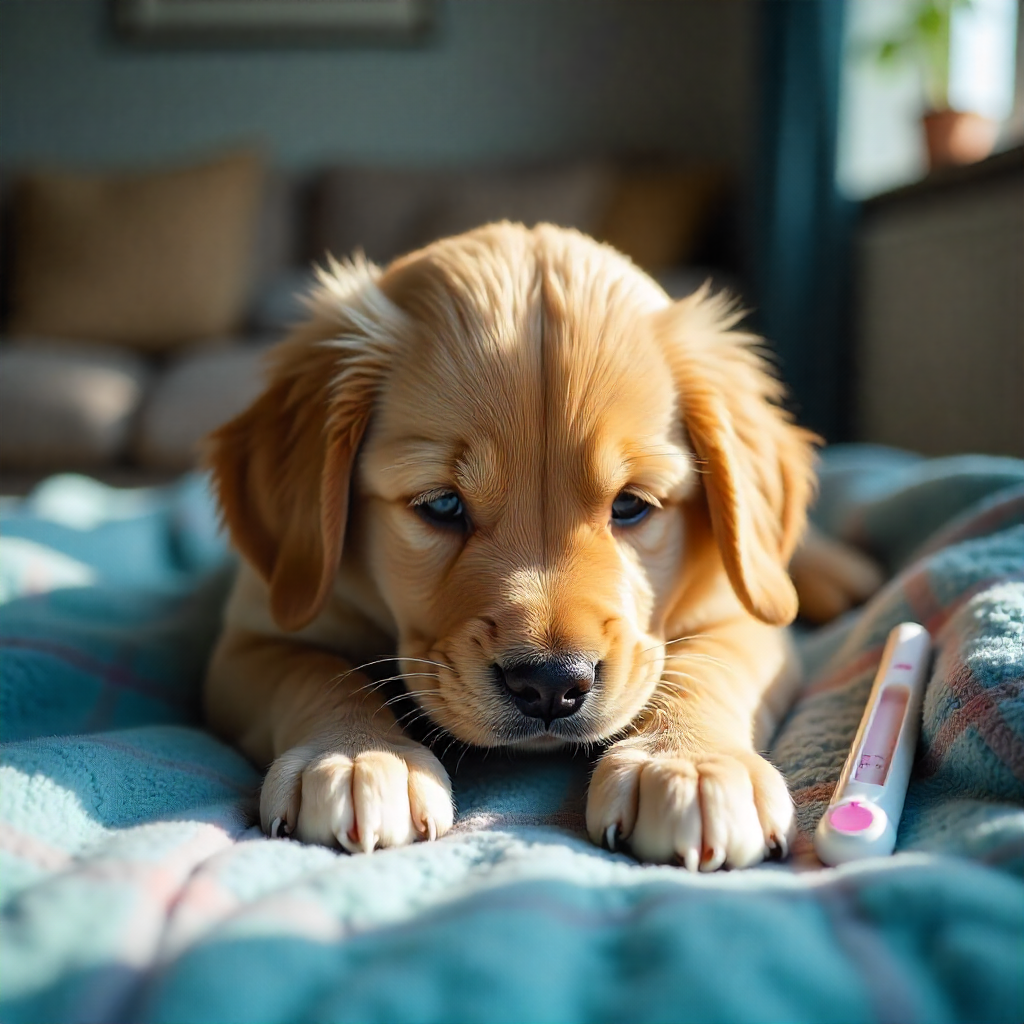 Cachorro com febre recebendo compressa fria nas patas